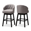 Baxton Studio Theron Gray Upholstered Wood Swivel Bar Stool, PK2 152-9115